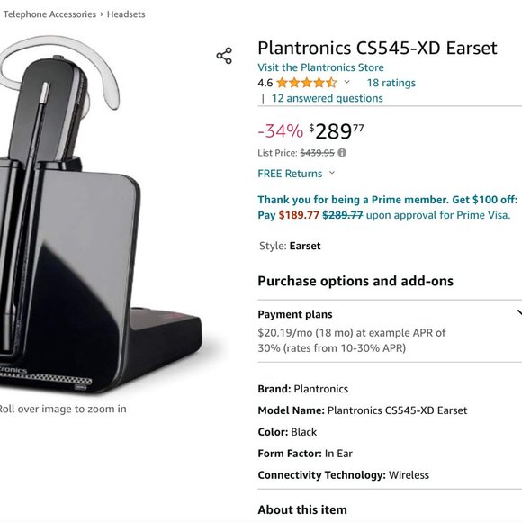 Plantronics CS545-XD Wireless Headsets - Picture 3 of 8